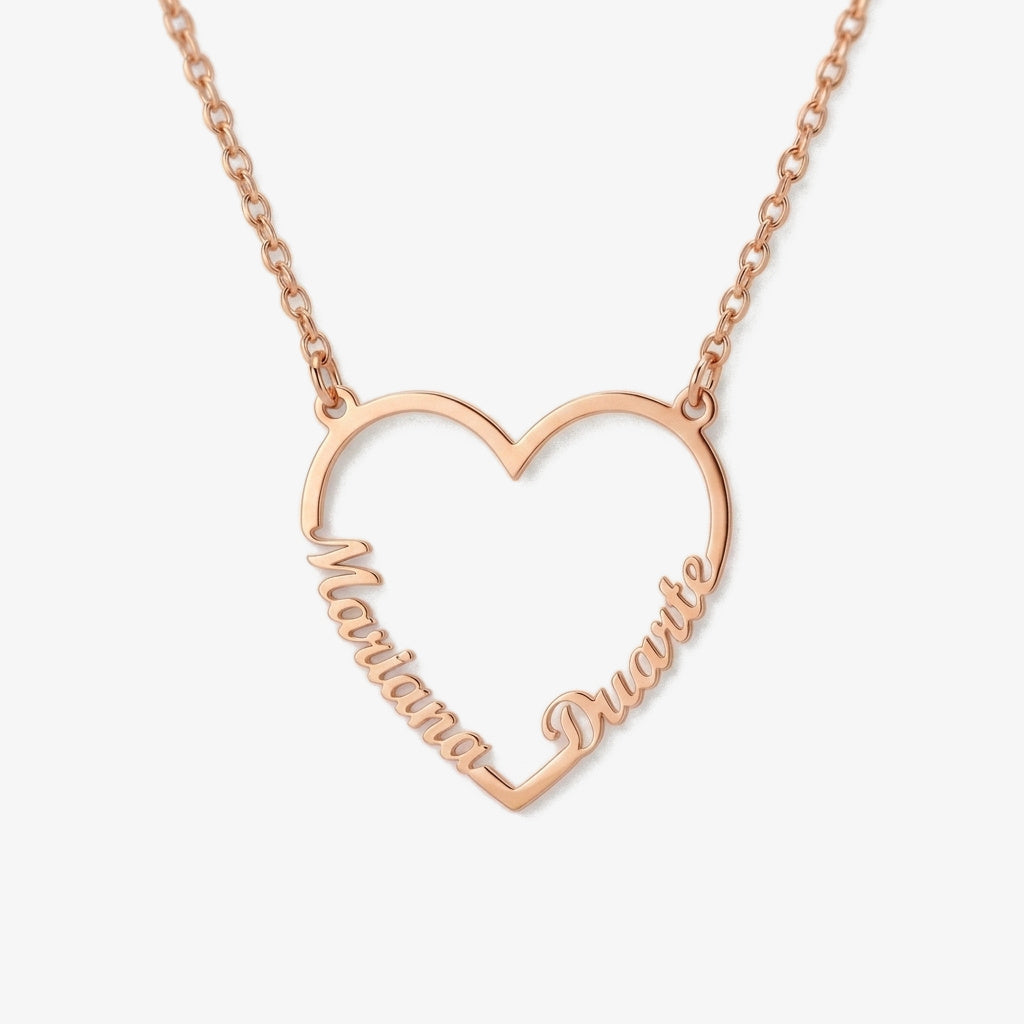 Collar Corazón con Dos Nombres
