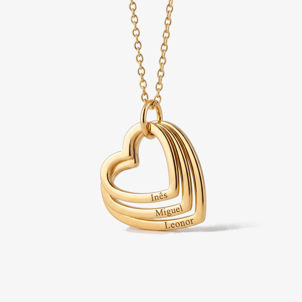 Collar Tres Corazones con Nombres