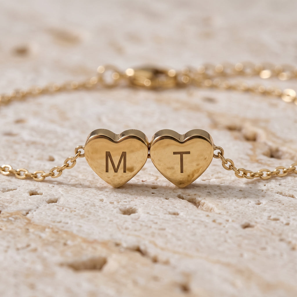 Pulsera Corazones con Iniciales
