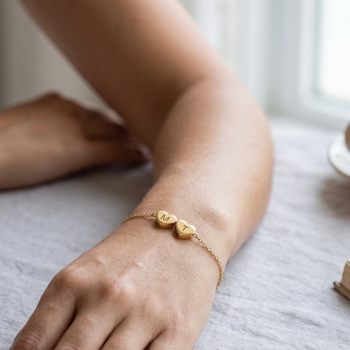Pulseira Corações com Iniciais